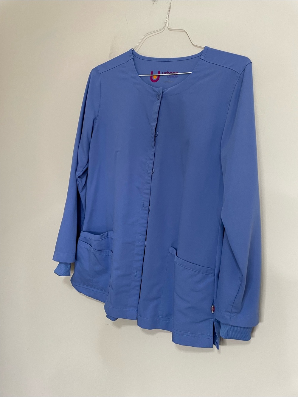 Urbane Periwinkle Blue Button-Front Medical‎ Jacket~ Size Small